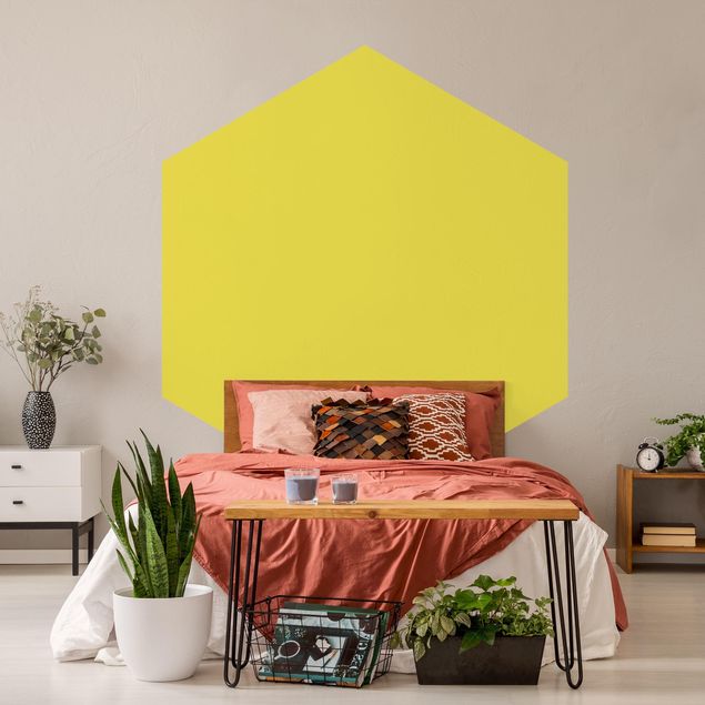 Hexagonal wallpapers Colour Lemon Yellow