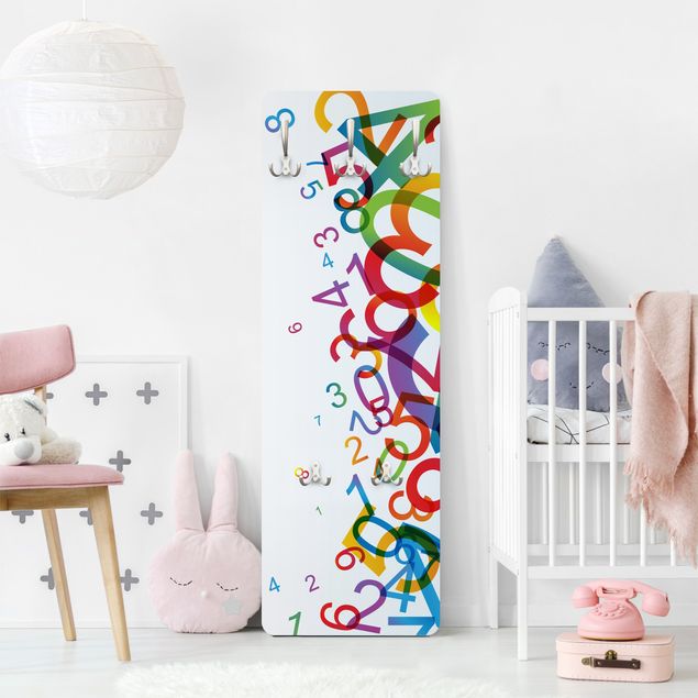 Wall mounted coat rack multicoloured Colourful Numbers