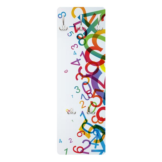 Wall mounted coat rack Colourful Numbers