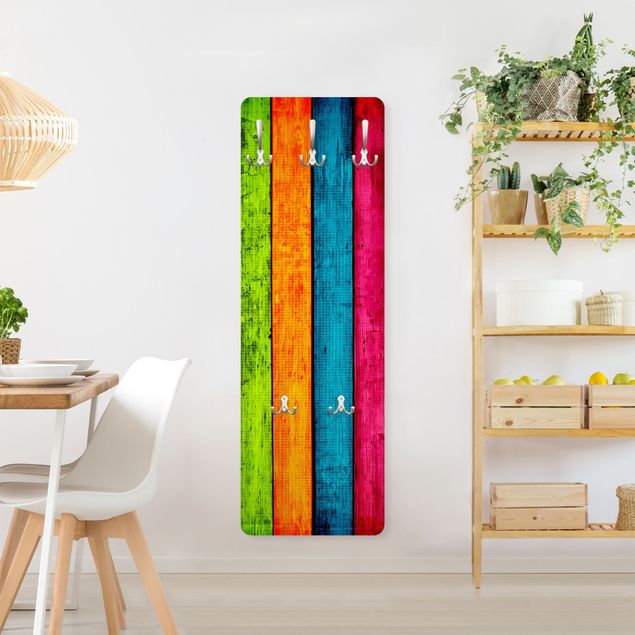 Wall mounted coat rack multicoloured Colourful Palisade