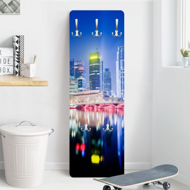 Wall mounted coat rack architecture and skylines Colourful Singapore