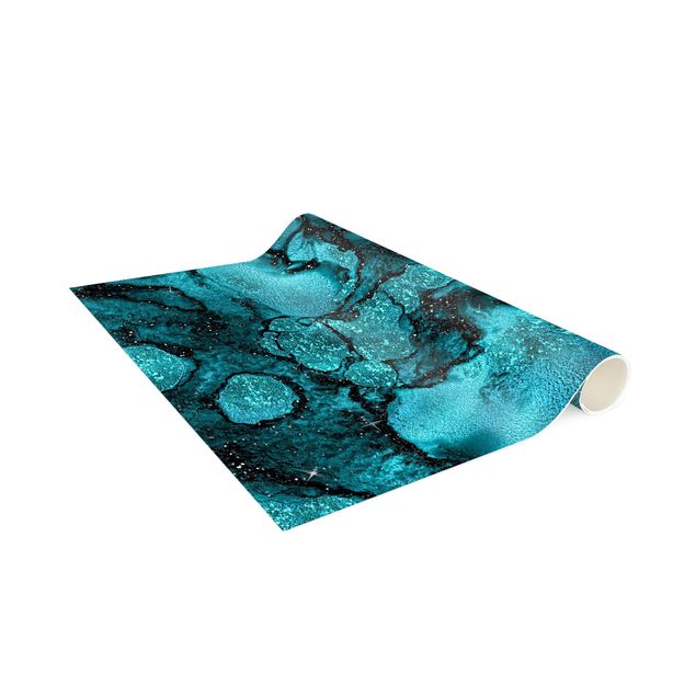 Runner rugs Turquoise Drop With Glitter