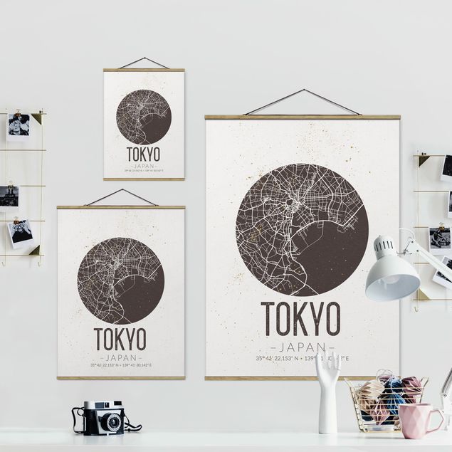 Prints brown Tokyo City Map - Retro