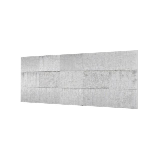 Glass Splashback - Concrete Tile Look Grey - Panoramic