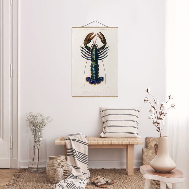 Vintage wall art Vintage Board Blue Lobster