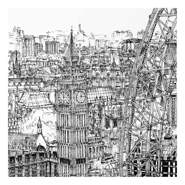 Glass Splashback - City Study - London Eye - Square 1:1