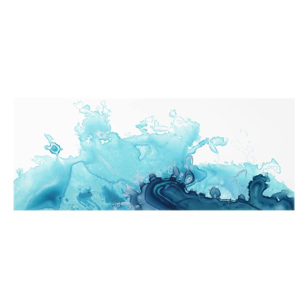 Glass splashback abstract Wave Watercolor Blue I