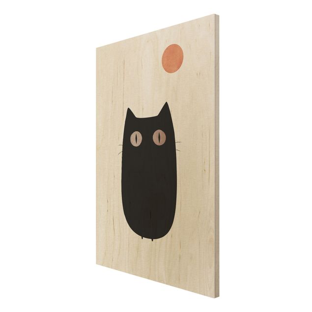 Wood prints Black Cat Illustration