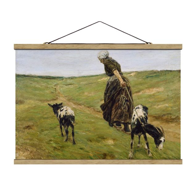 Canvas art Max Liebermann - Woman with Nanny-Goats in the Dunes
