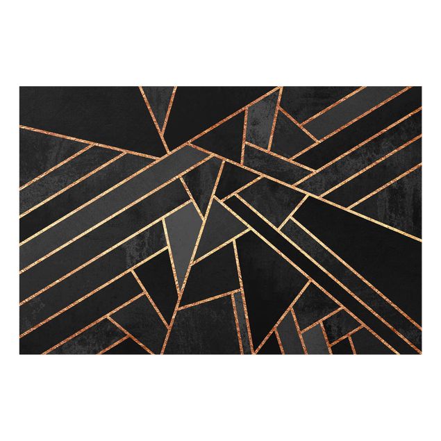 Glass splashback kitchen abstract Black Triangles Gold