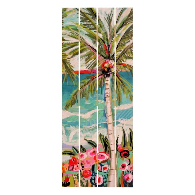 Prints Palm Tree With Pink Flowers II