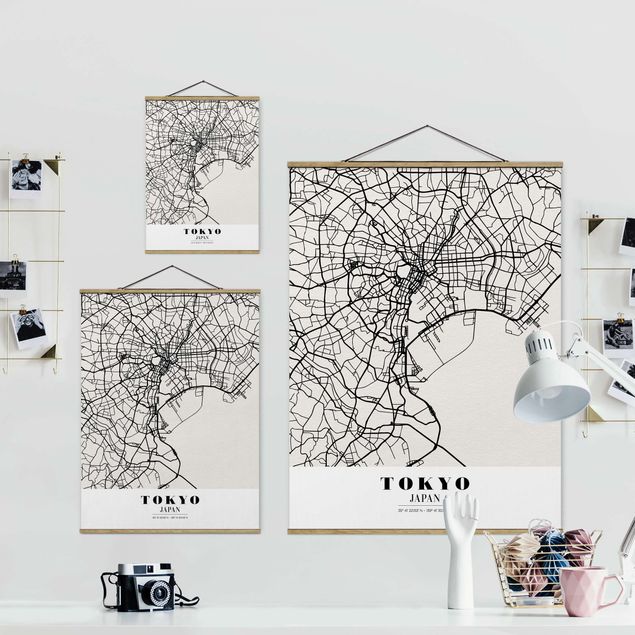 Black and white wall art Tokyo City Map - Classic