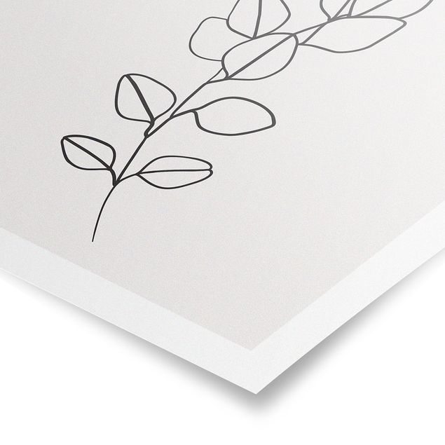 Floral canvas Line Art Branch Leaves Black And White