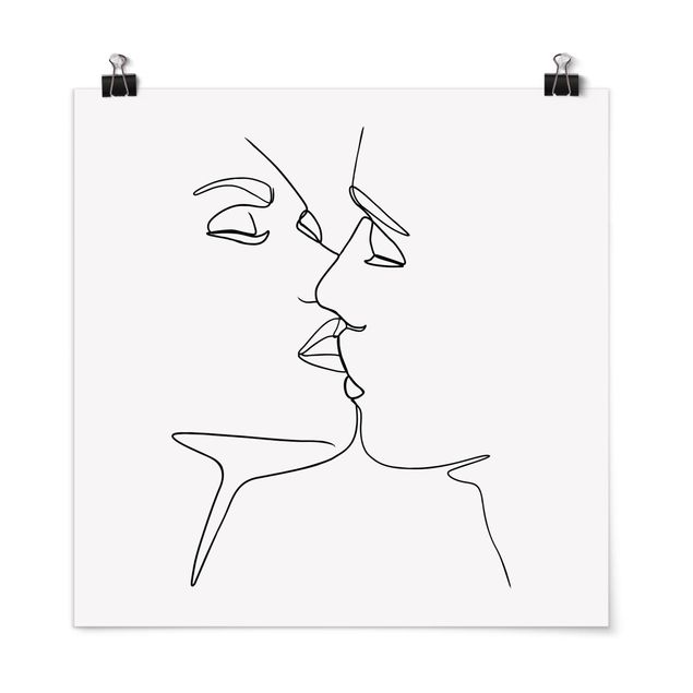 Art posters Line Art Kiss Faces Black And White