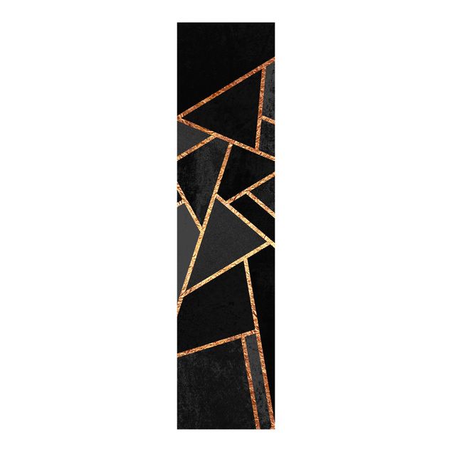 Patterned curtain panels Black Triangles Gold