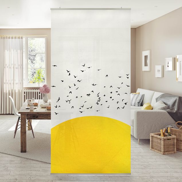Room dividers Flock Of Birds In Front Of Yellow Sun