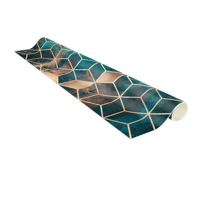 3d rugs Turquoise Rosé Golden Geometry