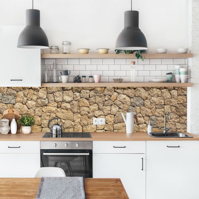 Kitchen splashback stone Old Cobblestone Wall