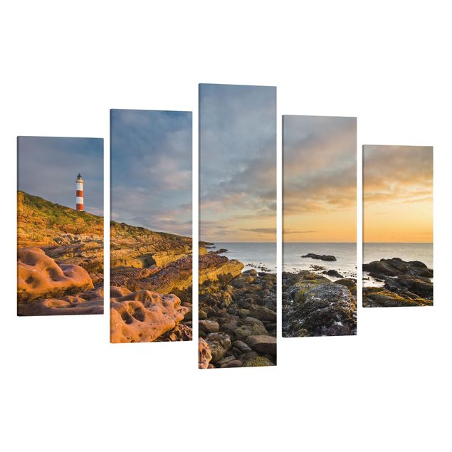 Beach canvas art Tarbat Ness Ocean & Lighthouse At Sunset