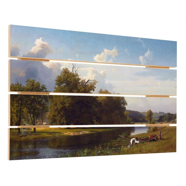 Prints Albert Bierstadt - A River Landscape, Westphalia