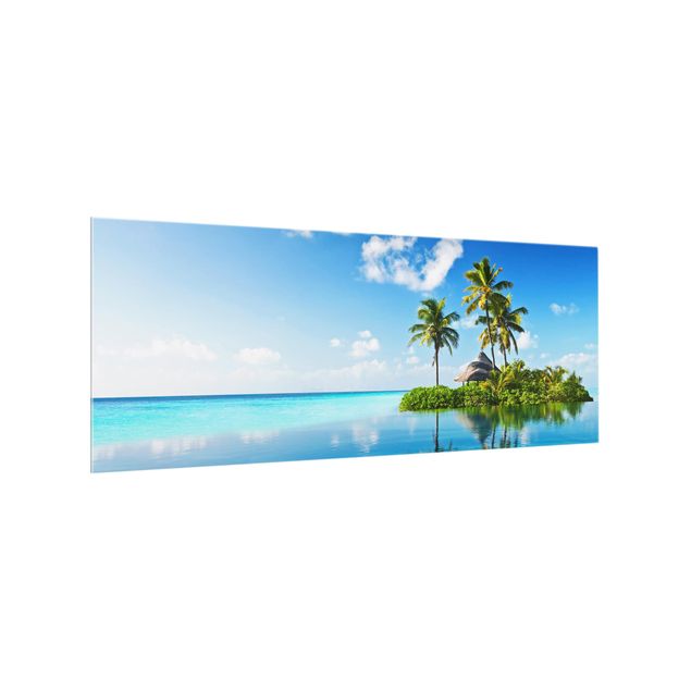 Glass splashback beach Tropical Paradise