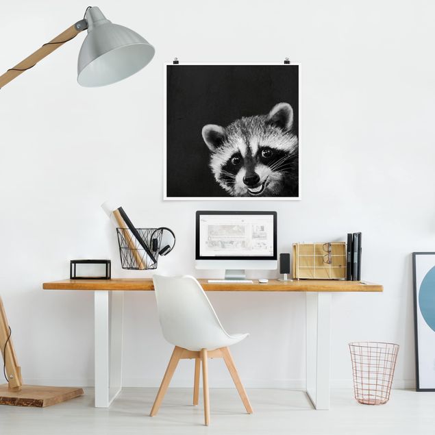 Canvas art Illustration Racoon Black And White Painting