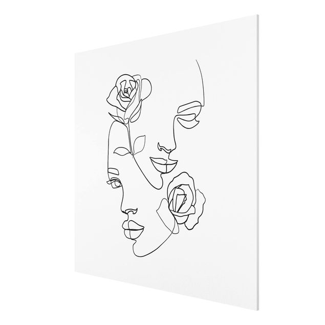 Art prints Line Art Faces Women Roses Black And White