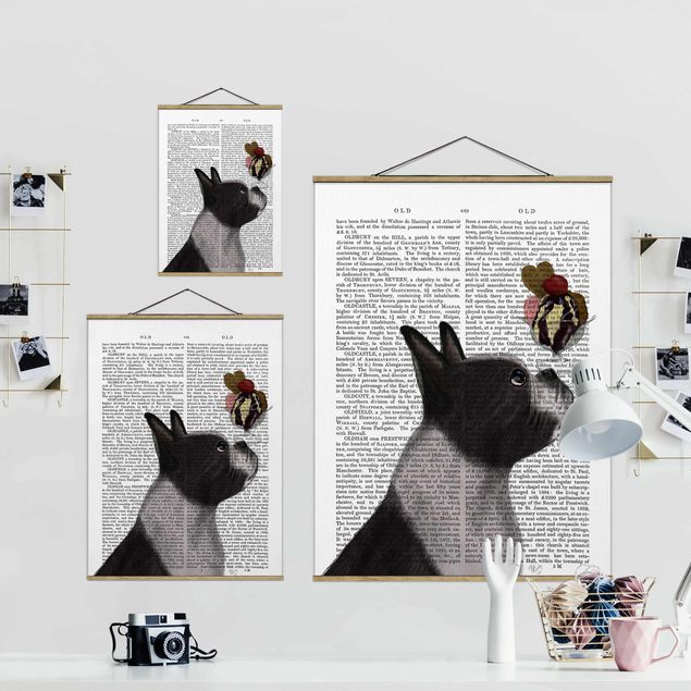 Black and white wall art Animal Reading - Terrier With Ice