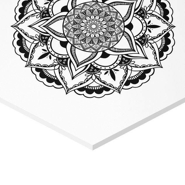 Prints Mandala Flower Sun Illustration Set Black And White