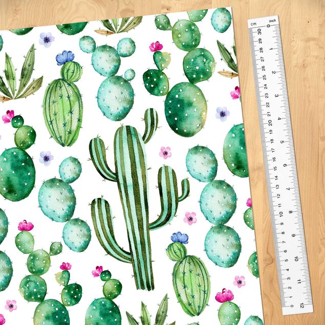 Adhesive films for furniture patterns Watercolour Cactus