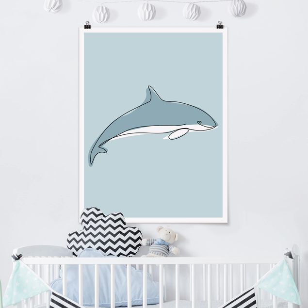 Prints fishes Dolphin Line Art