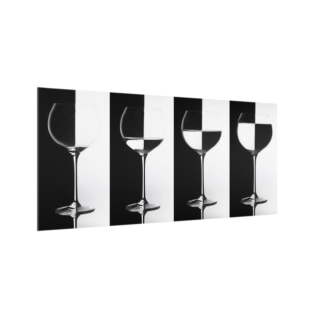 Glass splashback kitchen Wine Glasses In Black & White