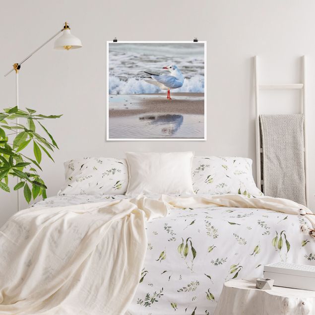Landscape canvas prints Seagull On The Beach In Front Of The Sea