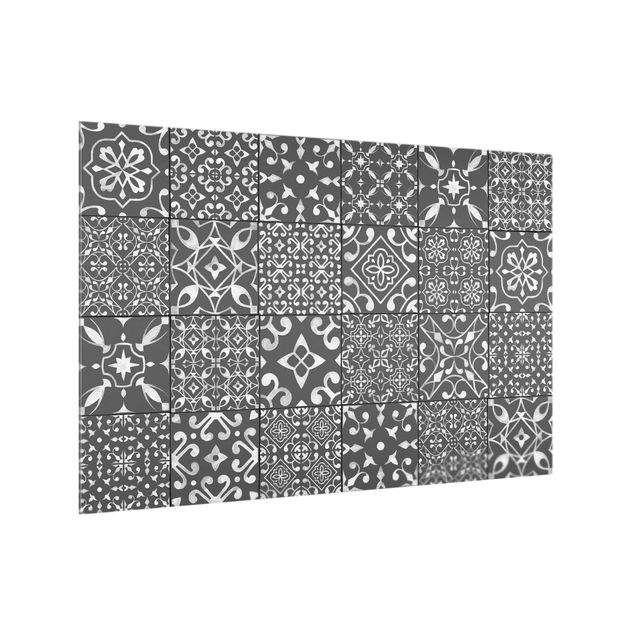 Glass splashback patterns Pattern Tiles Dark Gray White