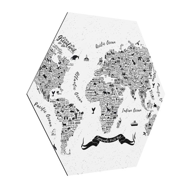 Prints quotes Typography World Map White