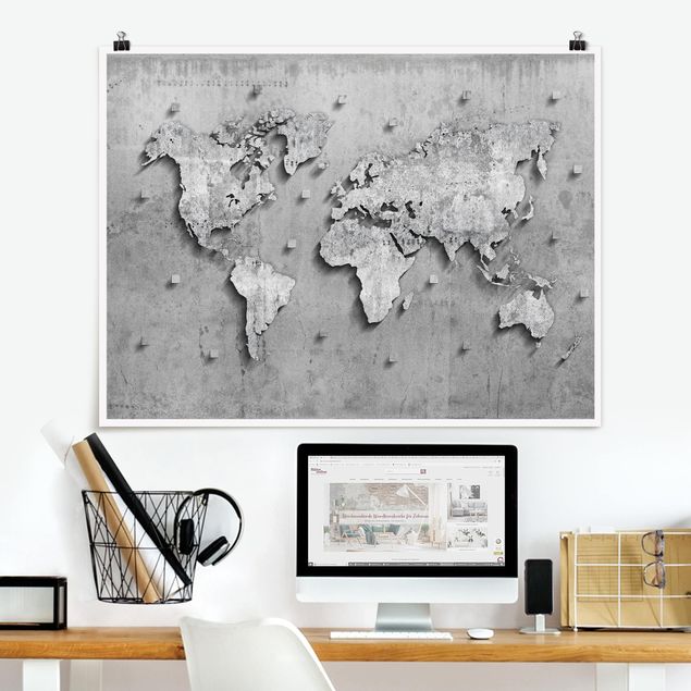 Kitchen Concrete World Map