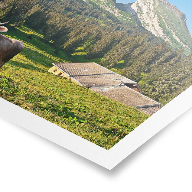 Switzerland wall art Swiss Alpine Meadow With Cow