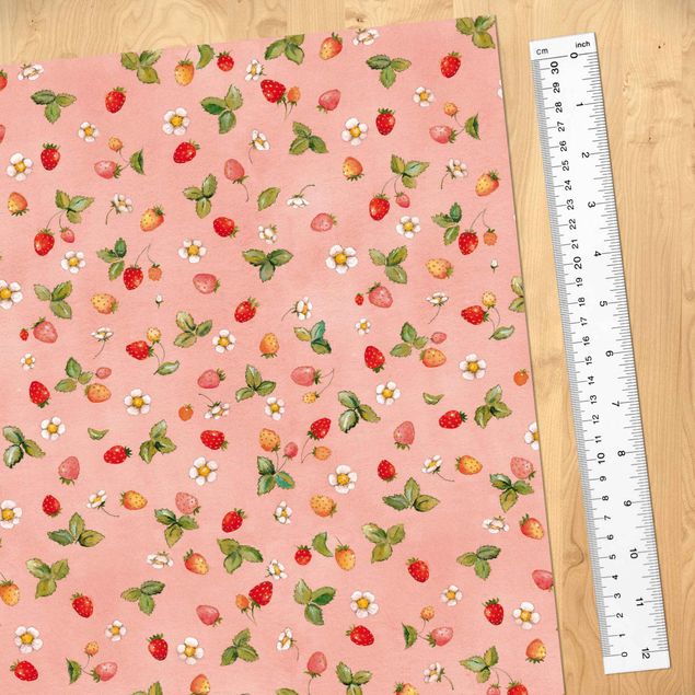 Adhesive films for furniture cabinet Little Strawberry Strawberry Fairy - Strawberry Flowers