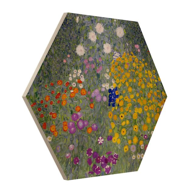 Wood prints flower Gustav Klimt - Cottage Garden
