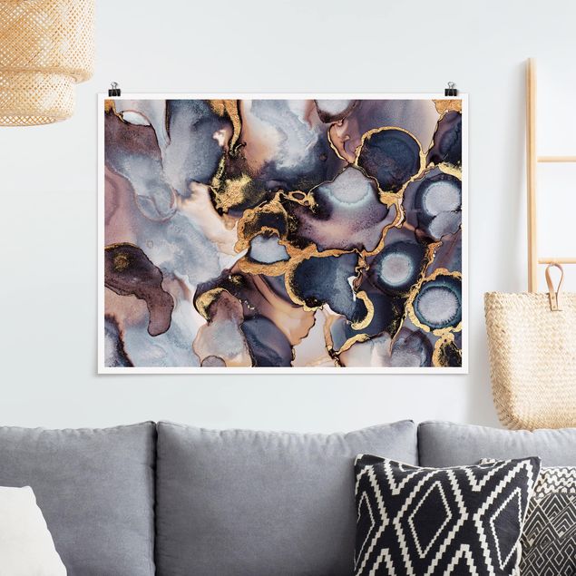 Canvas art Marble Watercolour With Gold