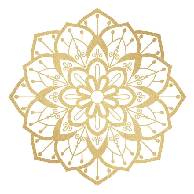Mandala wall decal Mandala Flower Pattern Gold White