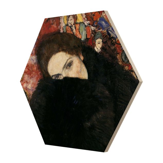 Wood photo prints Gustav Klimt - Lady With A Muff