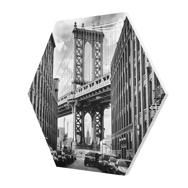 Black and white wall art Manhattan Bridge In America