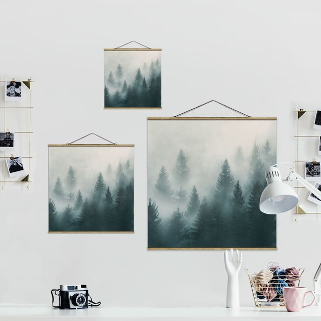 Prints Coniferous Forest In Fog