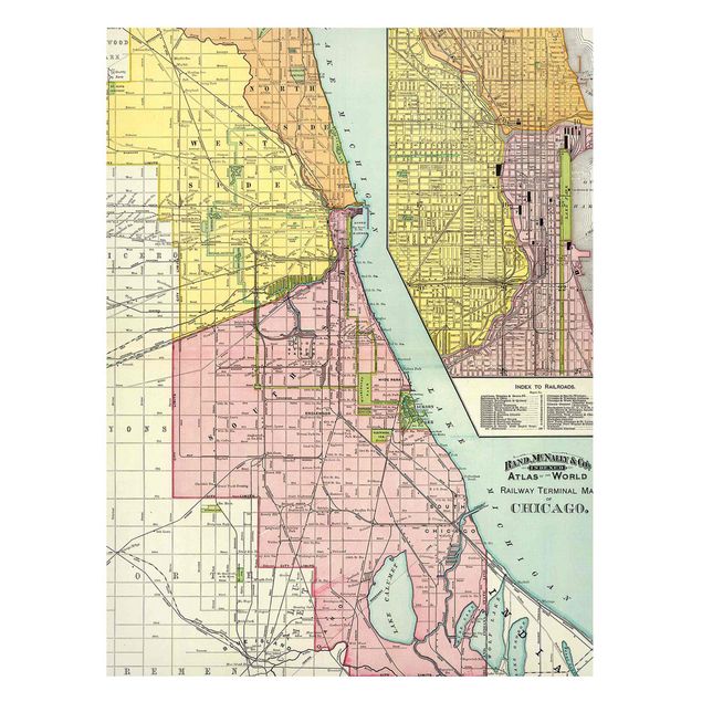 Magnet boards maps Vintage Map Chicago