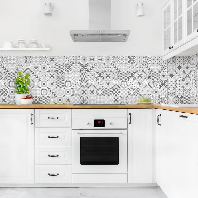Kitchen splashback patterns Geometrical Tile Mix Grey