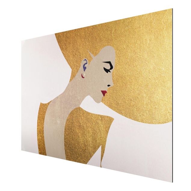 Prints modern Lady With Hat Golden