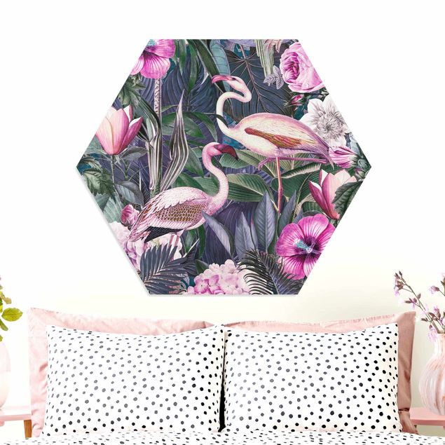 Kitchen Colorful Collage - Pink Flamingos In The Jungle