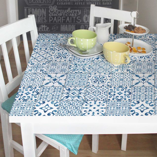 Adhesive films for furniture patterns Patterned Tiles Blue White