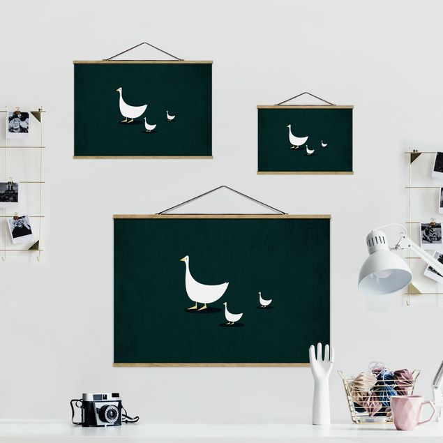 Fabric print with posters hangers Goose Family On A Trip